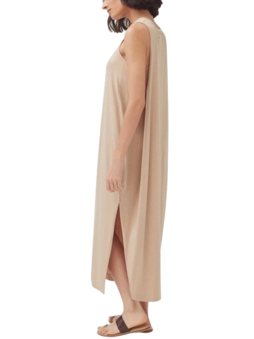 NWT Cuyana Drape Back Midi Dress S Dune Pima Cotton Modal - Picture 2 of 15